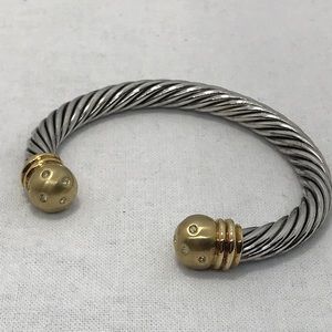 New 2 tone cable bracelet with matte gold crystal tips